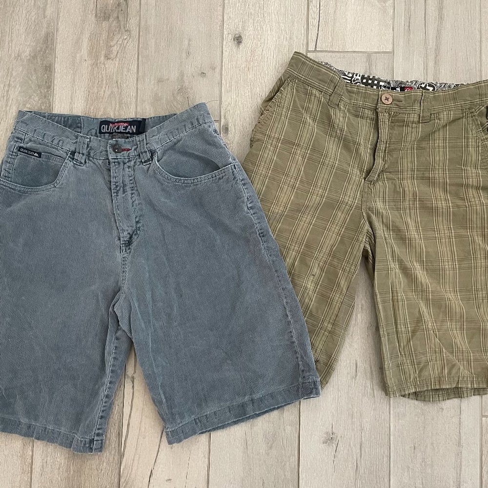 LOt 2 Quicksilver Quikjean Blue Corduroy Plaid